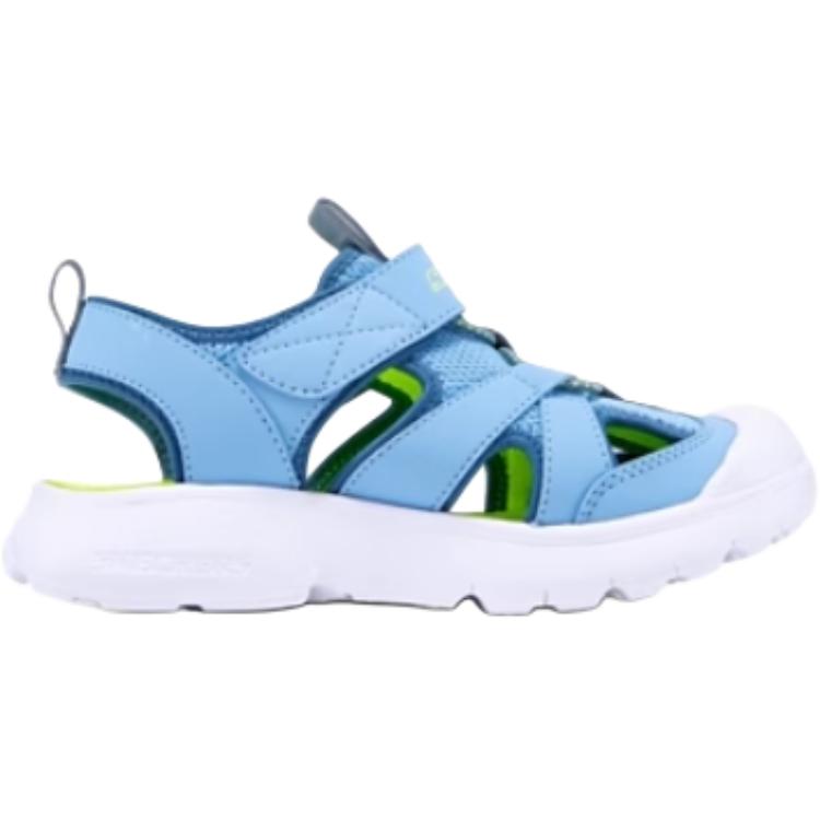 Детские сандалии с низким верхом, устойчивые к истиранию, дышащие Skechers Kids, синий/белый/зеленый — фото 2