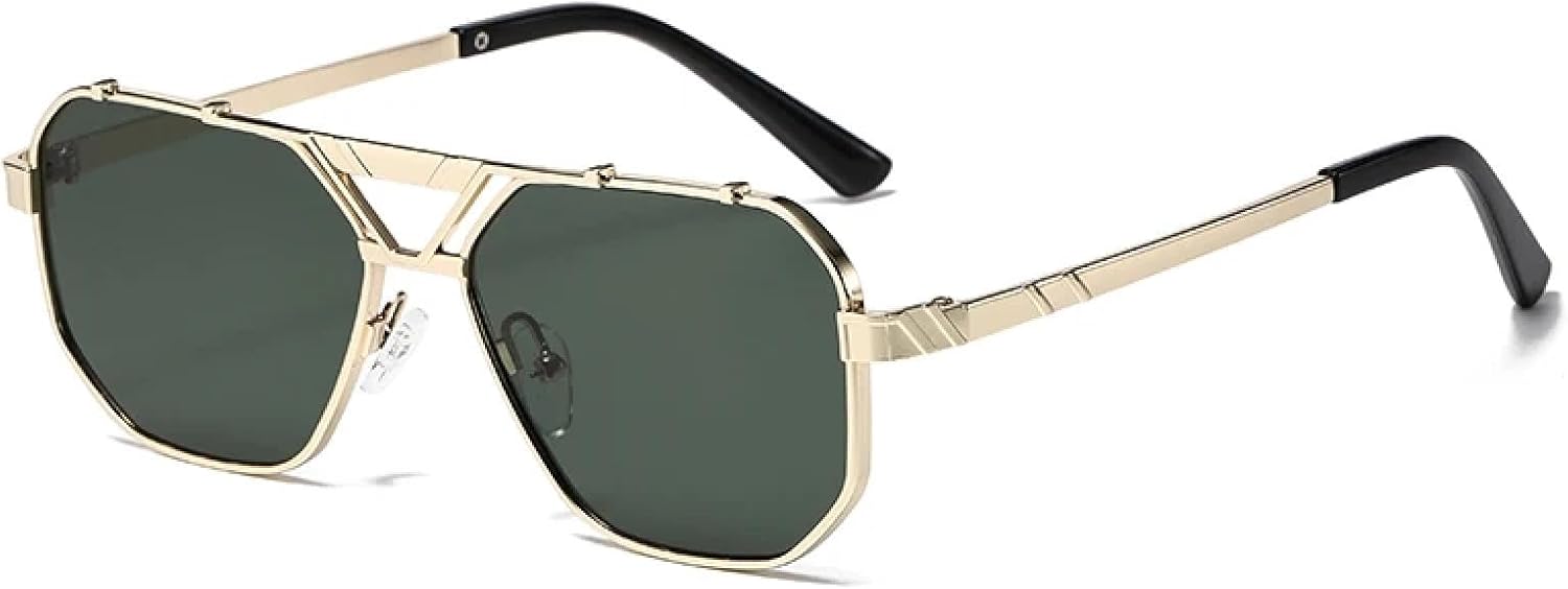 

Солнцезащитные очки с защитой UV400 | Металлические двойные перемычки, градиентные линзы | Для женщин и мужчин, для занятий спортом на открытом воздухе и вождения DSVIGF, Golden Green