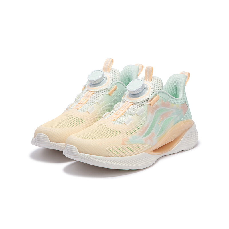 Кроссовки детские Qing Feng 5.0 GS Low-top светло-розовые оранжевые/зеленые с пеной Xtep, светло-розовый/оранжевый/зеленый — фото 2