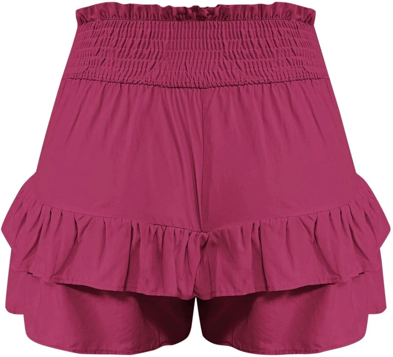 Шорты женские спортивные с высокой талией и рюшами, Generic, A04_hot Pink — фото 4