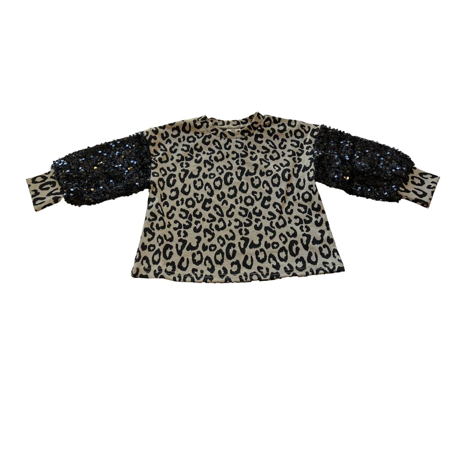 

Детская длинная блузка с пайетками в леопардовом принте ML Fashions