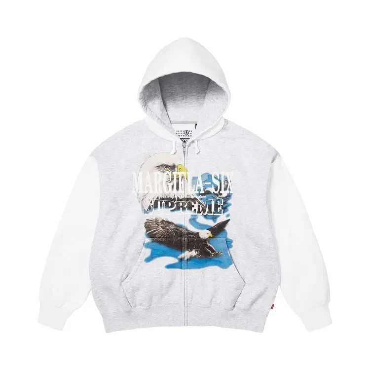 Толстовка Supreme x MM6 Maison Margiela Eagle на молнии, цвет «Пепельно-серый»
