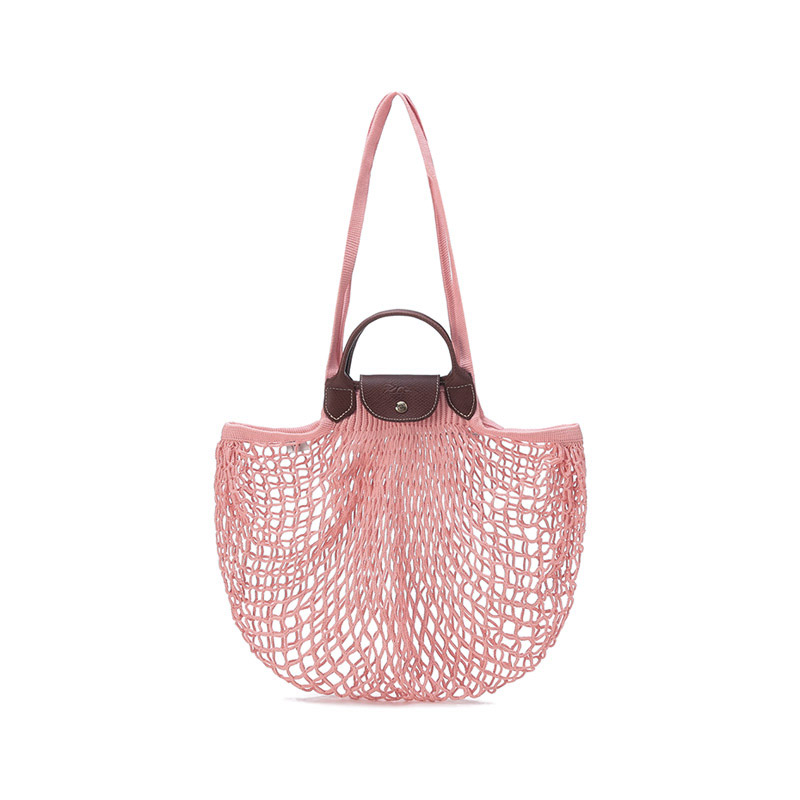 

Сумка-шоппер Le Pliage с сетчатым карманом и кожаными ручками Tubas розовая LONGCHAMP