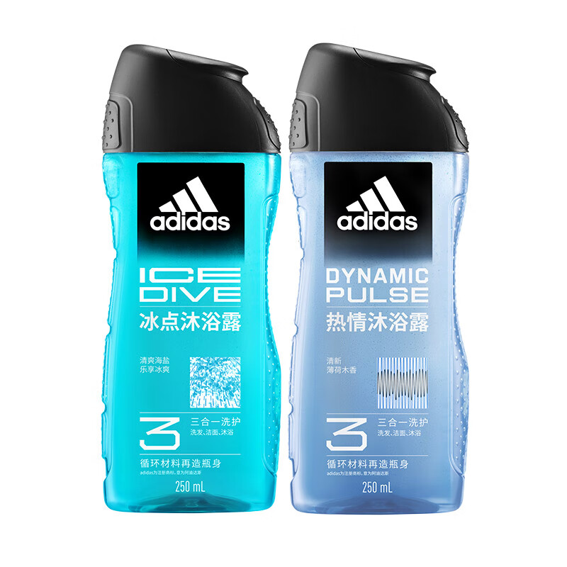 

Шампунь, гель для душа и средство для умывания 3-в-1, набор Ice Point Passion 500 мл, успокаивающий, контролирующий жирность, антиперспирант, очищающий, с ароматом лаванды, лимона, пачули и мяты Adidas