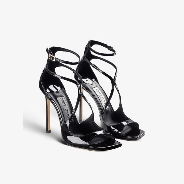 Лакированные босоножки Azia 110 с ремешками Jimmy Choo, черный — фото 4