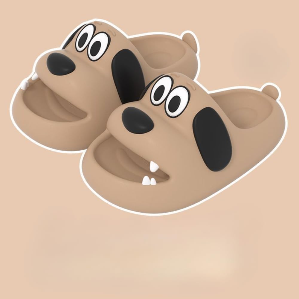 Тапочки NTRUEML Puppy Милые тапочки для ванной Женские летние домашние тапочки Для дома и ванной Для пары, мужские Нескользящие тапочки на лето для улицы, коричневый — фото 2