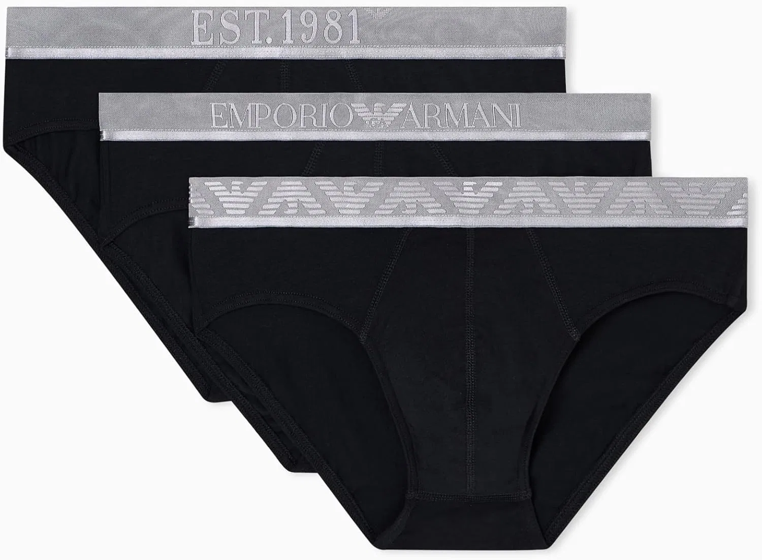 Боксеры Shiny Logo Band Emporio Armani, черный