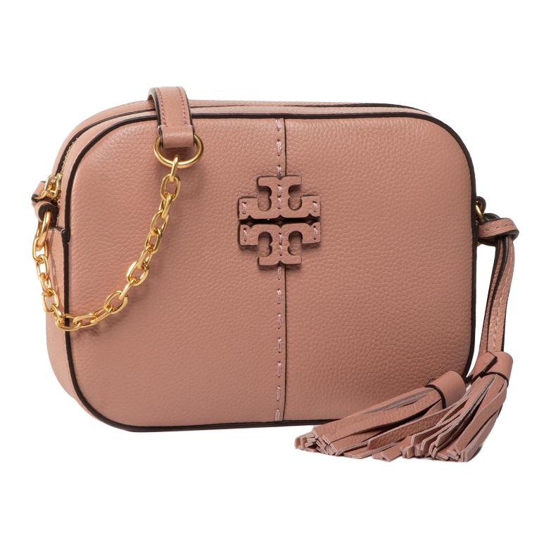 

TORY BURCH Кожаная фотосумка через плечо женская розовая