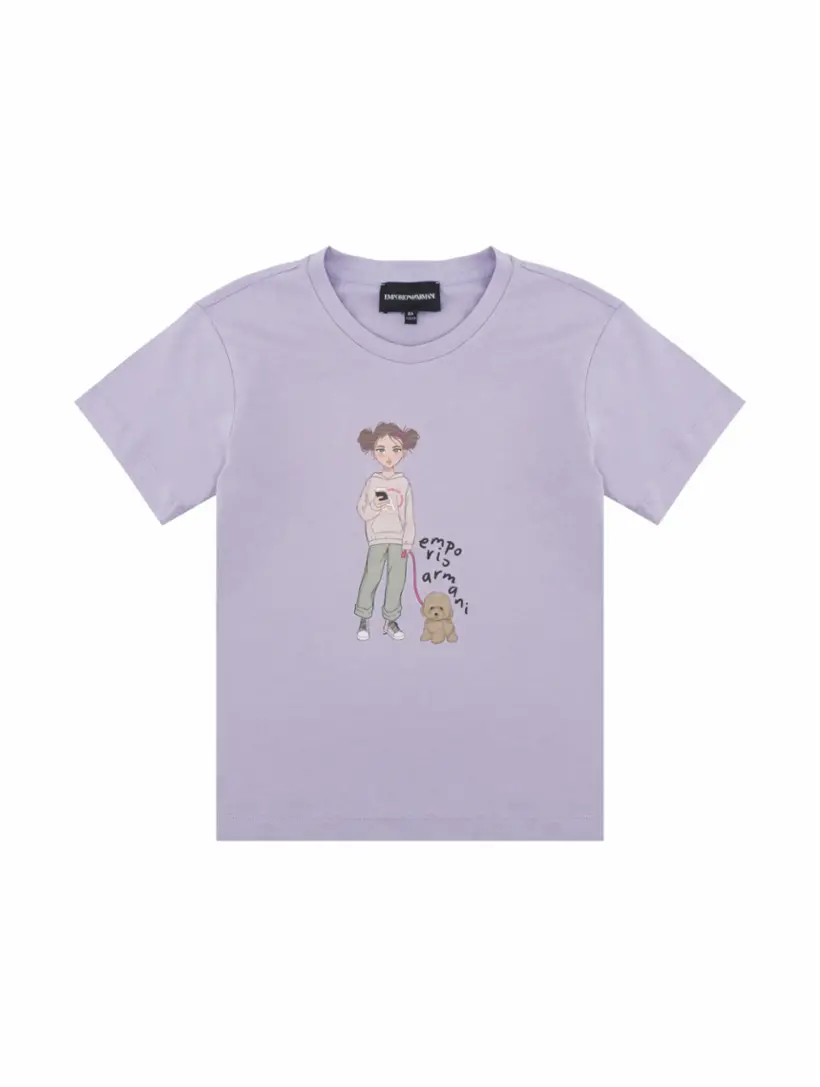 

Хлопковая футболка с логотипом EMPORIO ARMANI, фиолетовый