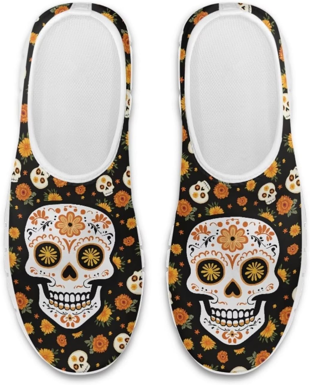 

Слипоны Chaqlin с черепом, низкие кеды, удобные мягкие сетчатые теннисные кроссовки для женщин и мужчин, для тренировок, с возможностью надевания без рук, Boho Floral Skull