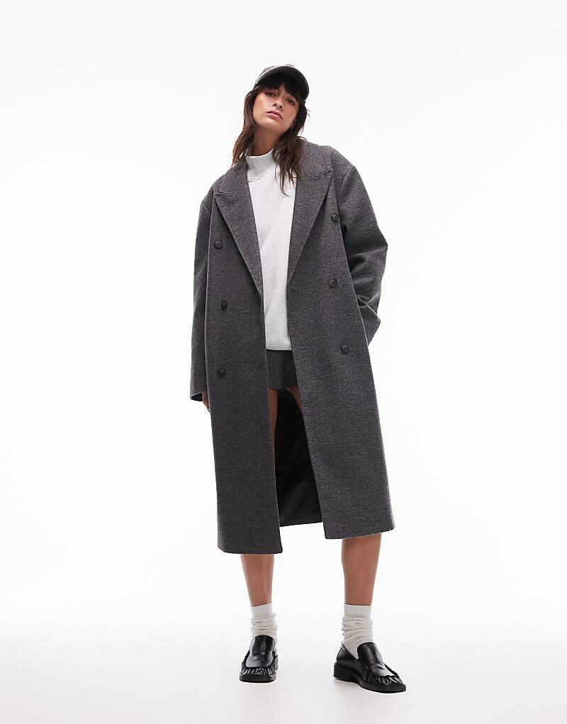 

Topshop – Двубортное пальто графитового цвета