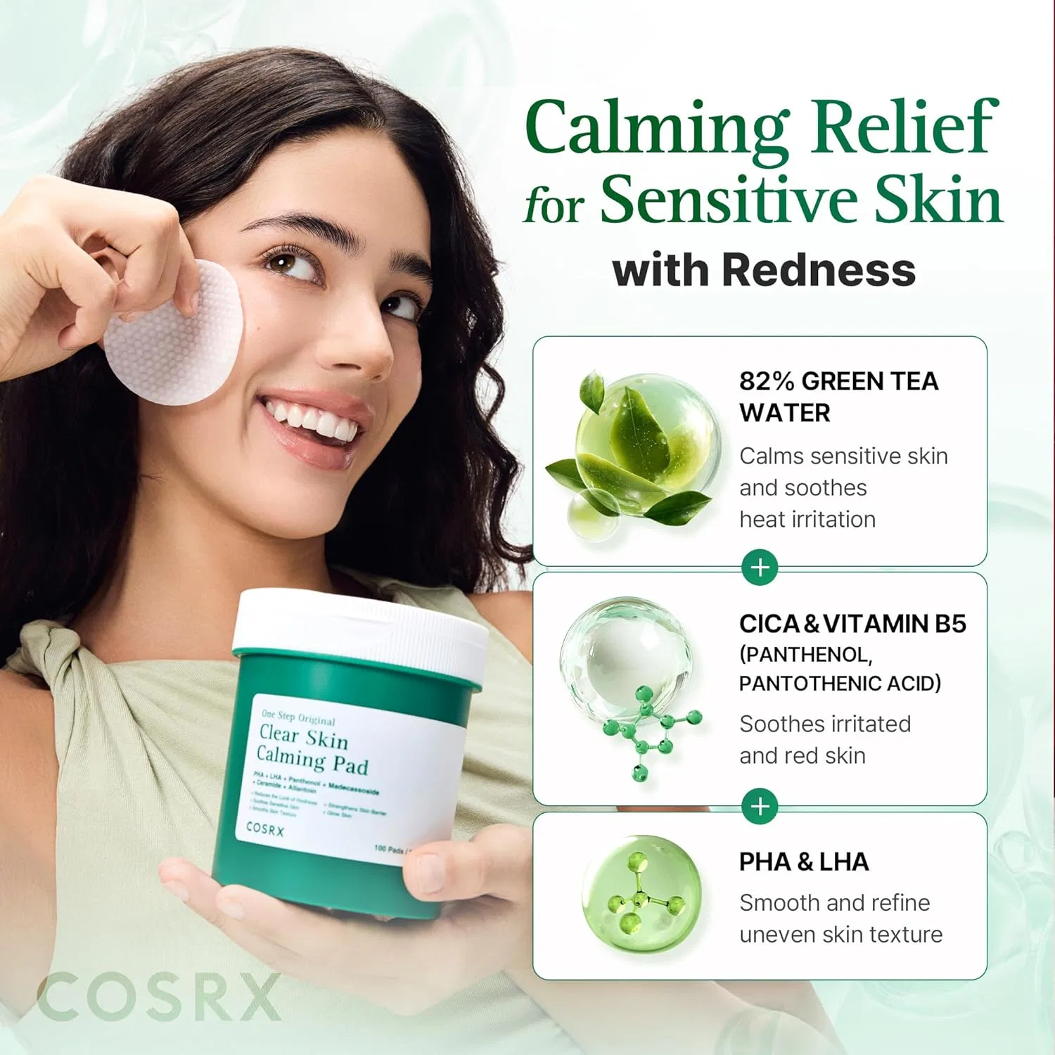 Маска для лица Cosrx — Двусторонние успокаивающие подушечки для лица «OneStep Original Clear Skin Calming Pad» — фото 3