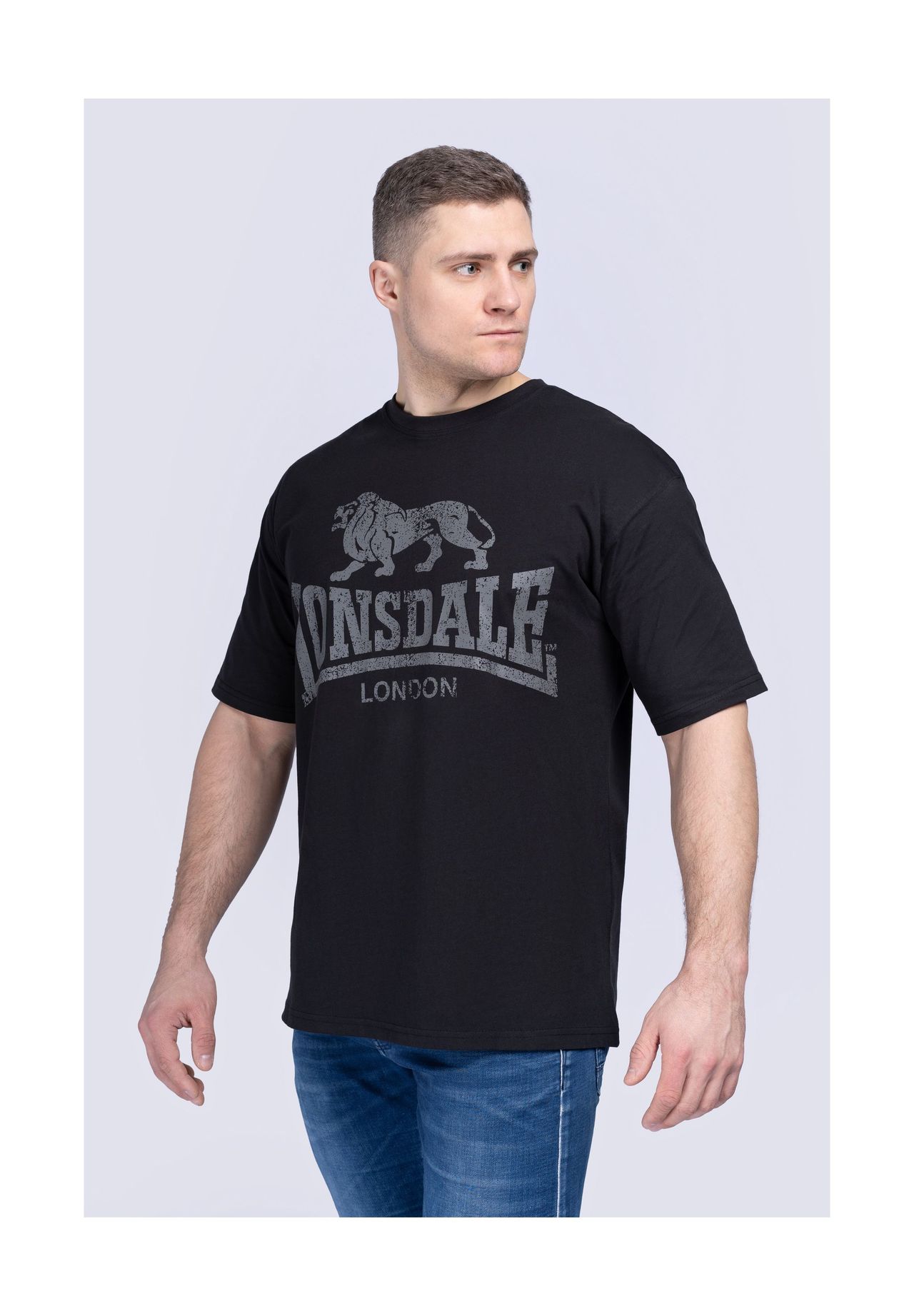 

Мужская футболка оверсайз THRUMSTER LONSDALE, цвет Black/anthracite