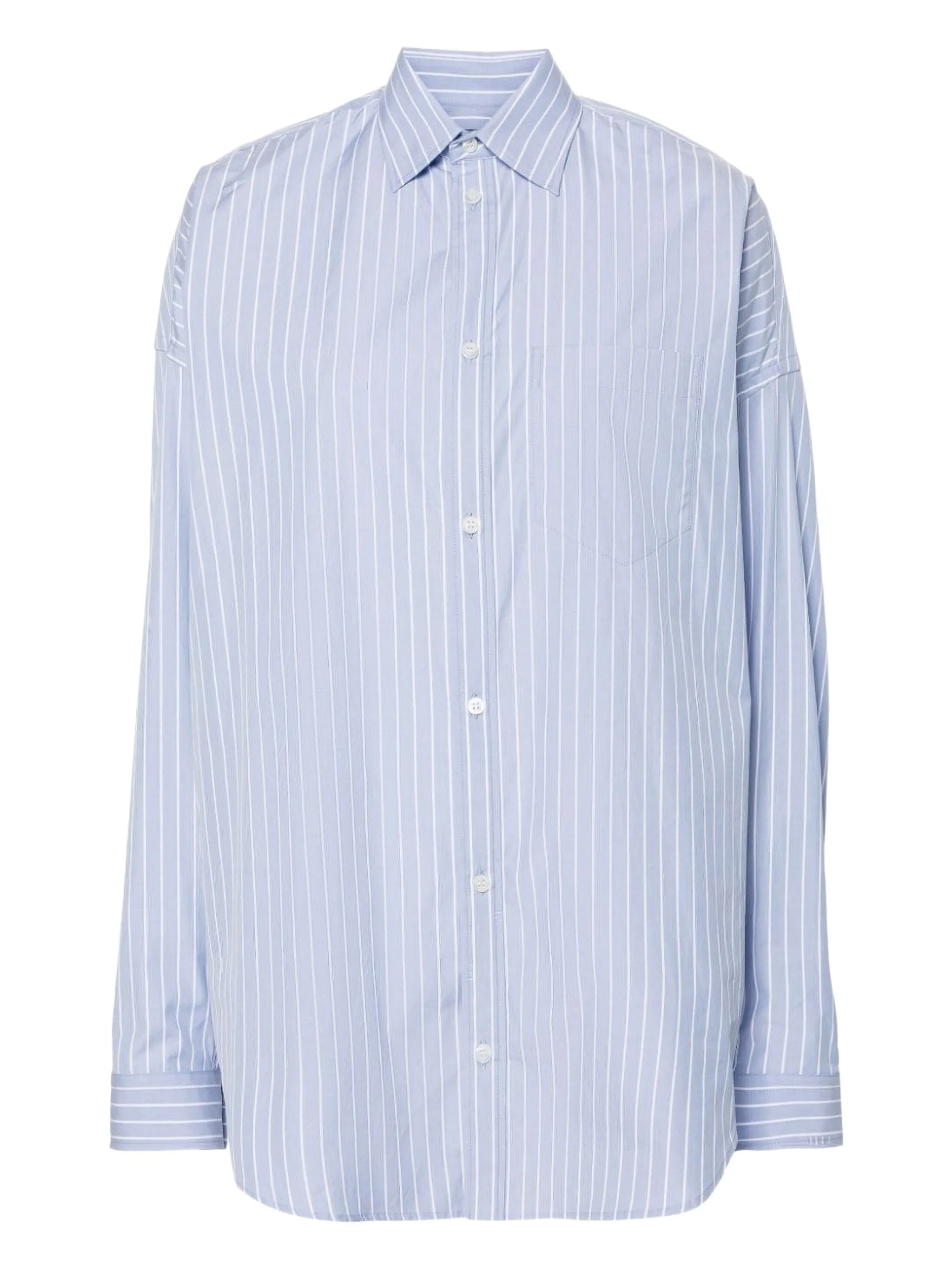 

Рубашка в полоску с логотипом Balenciaga, синий