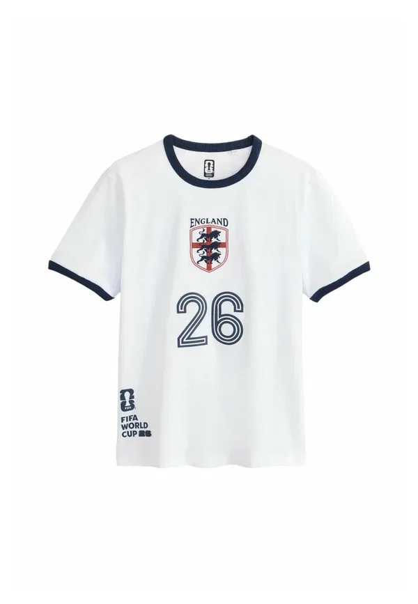 Футболка с принтом Next, Regular fit football ringer t-shirt, белый