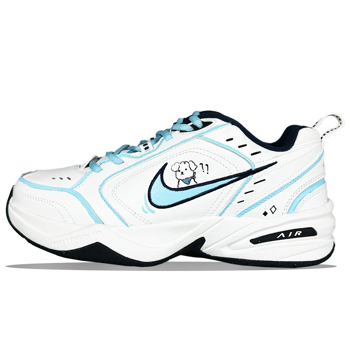 

Nike Air Monarch 4 нескользящие низкие массивные кроссовки унисекс синий белый, цвет Blue White