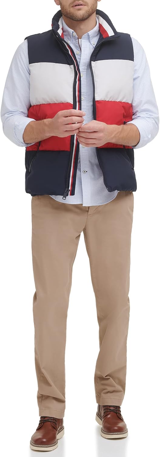 Мужской стеганый жилет с воротником-стойкой от Tommy Hilfiger, Midnight/Ice/Red — фото 2