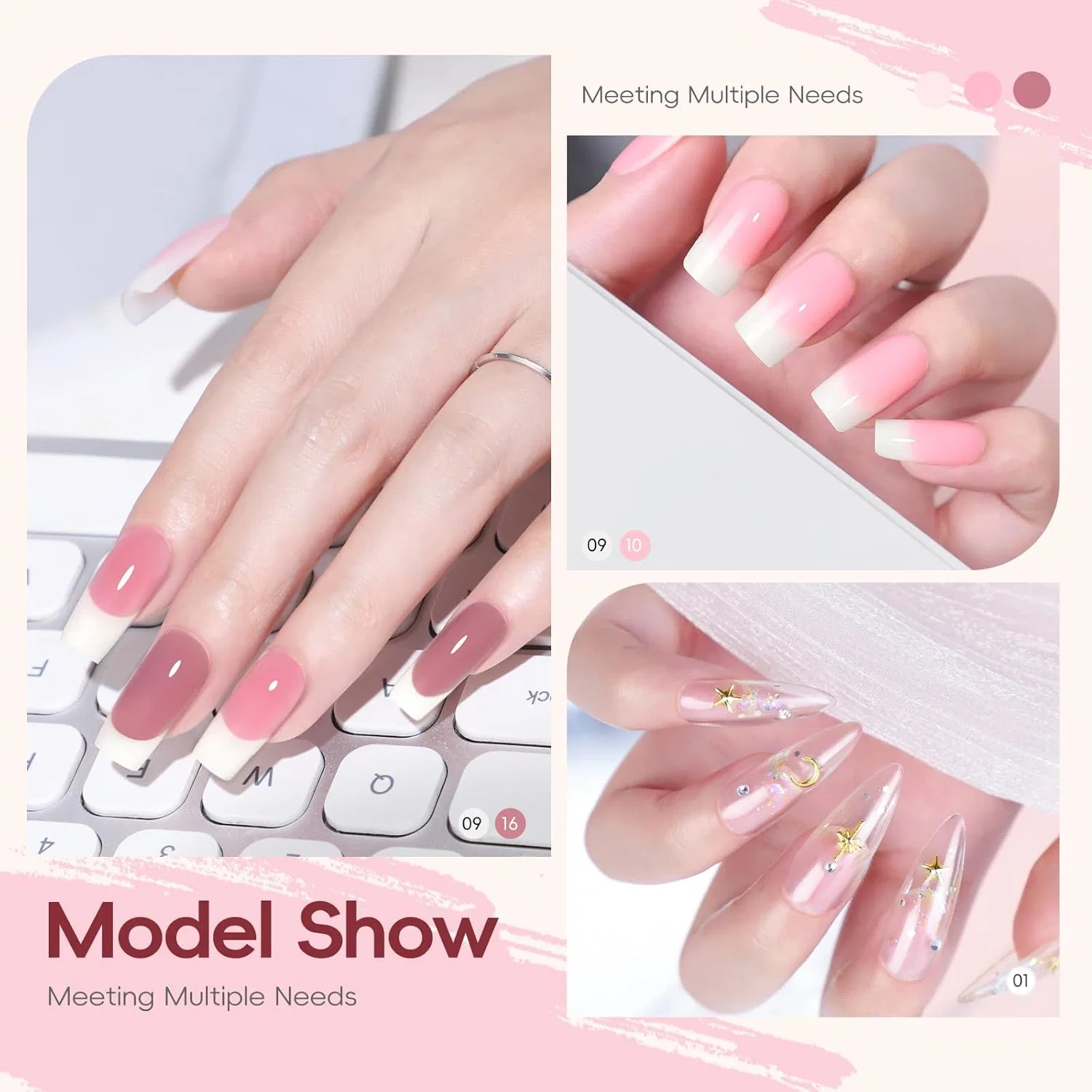 Стартовый набор для наращивания ногтей «Poly Nail Gel» от PEACECOLOR Peacecolor, 6 Colors Modern Classic Kit — фото 3