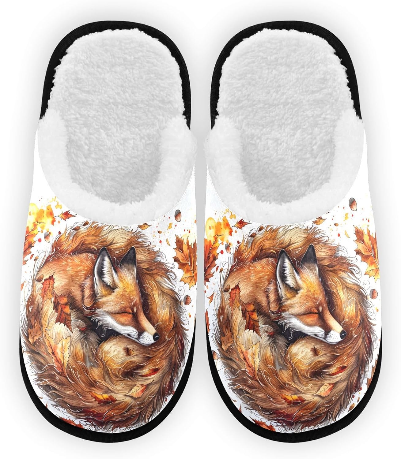 

Мягкие тапочки FENOCHE с акварельным рисунком кленовых листьев, для женщин и мужчин, теплые и удобные, для путешествий и SPA, нескользящие домашние тапочки, Multicolor