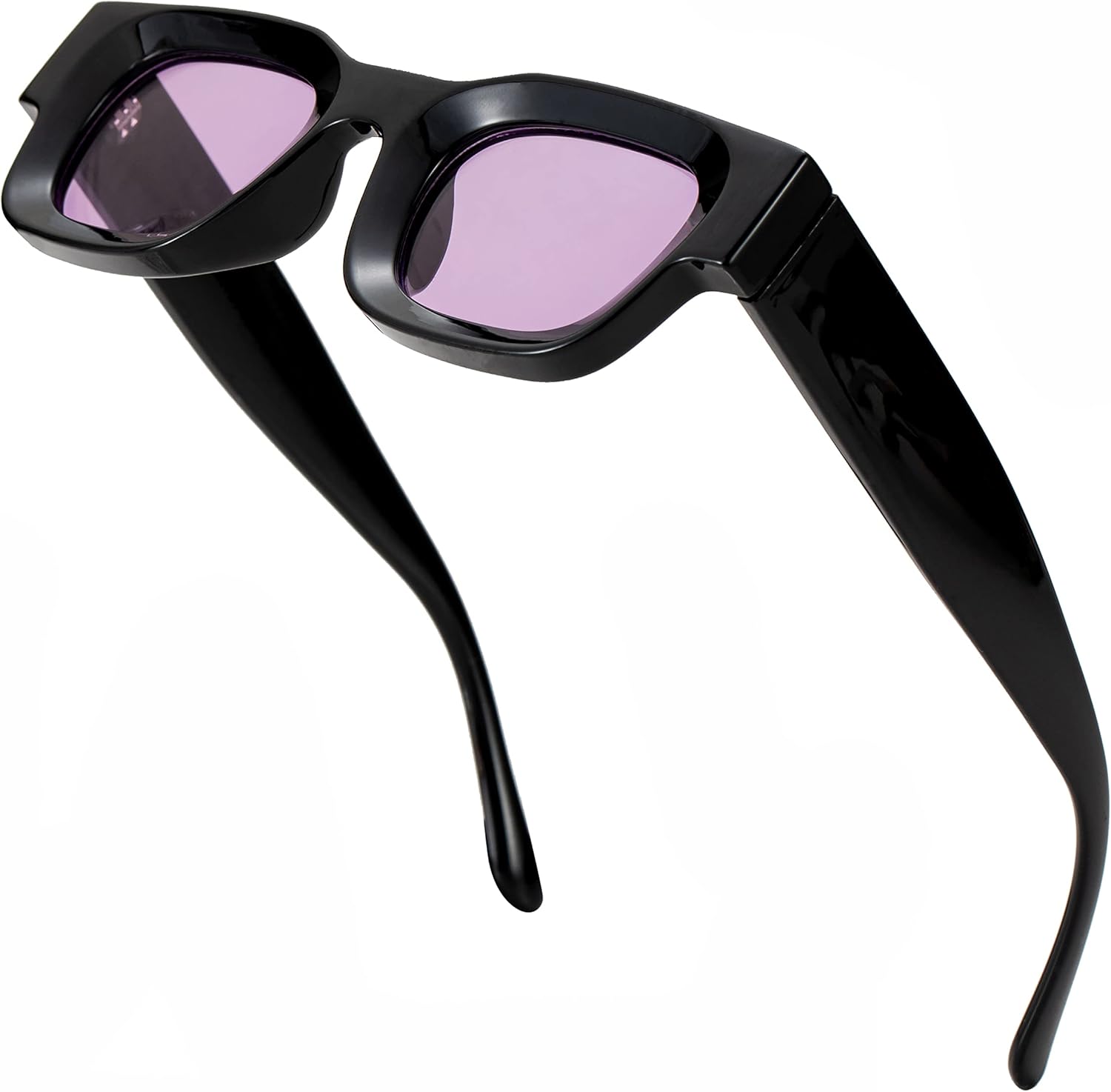 

Солнцезащитные очки в стиле ретро прямоугольной формы с поляризацией для женщин и мужчин с маленьким лицом, массивная квадратная оправа, защита UV400 Teumire, A09 Black/Clear Purple