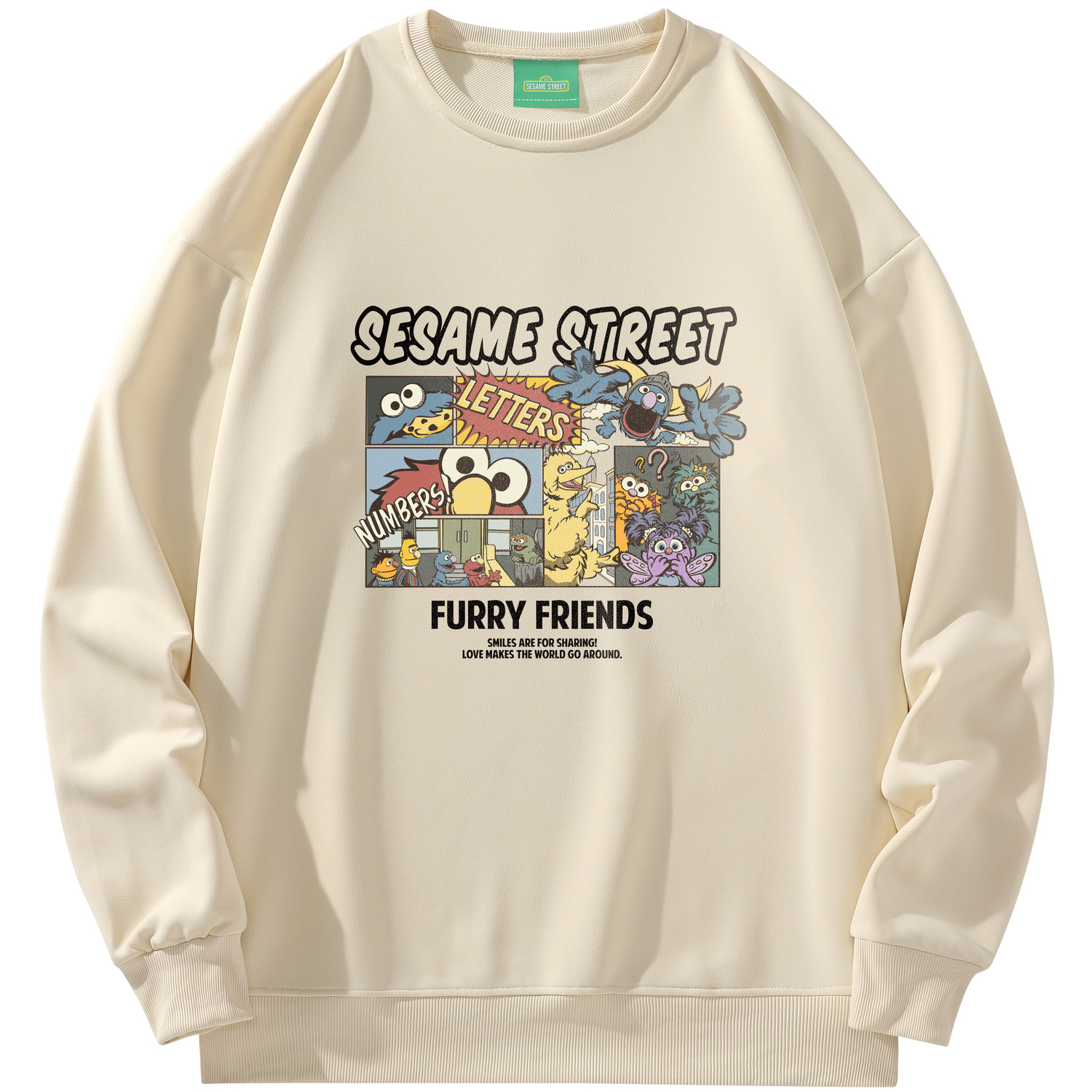 

Свитшерт унисекс SESAME STREET, черный[Круглый вырез с флисовой подкладкой]