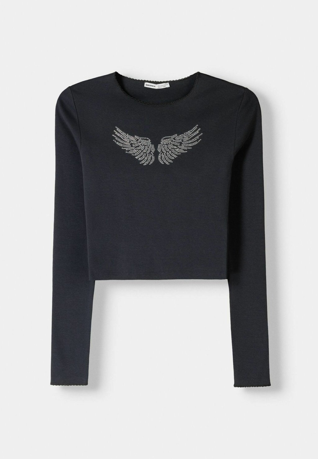 

Топ с длинными рукавами LONG SLEEVE RHINESTONE Bershka, серый