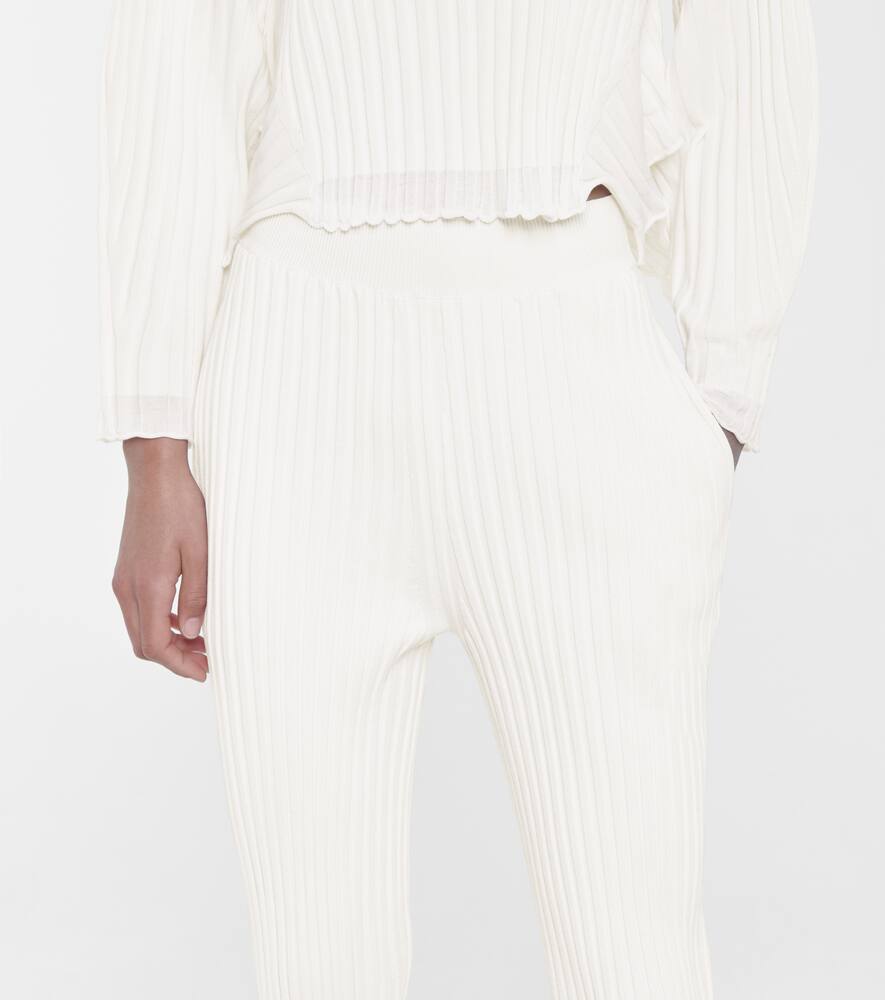 Рифленые прямые брюки из шерстяной смеси Stella McCartney, Ivory 2 — фото 4