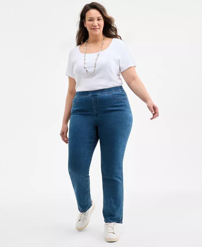 

Прямые джинсы на резинке больших размеров Style & Co, синий