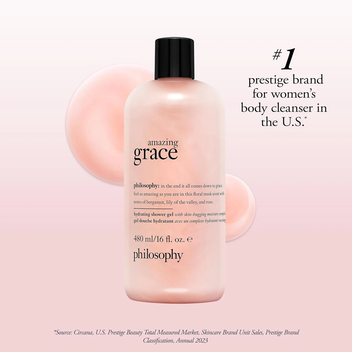 Увлажняющие гели для душа Philosophy Amazing Grace - эффективно очищают, успокаивают и смягчают сухую кожу - веганская формула. 473 мл (1 шт.), White — фото 2