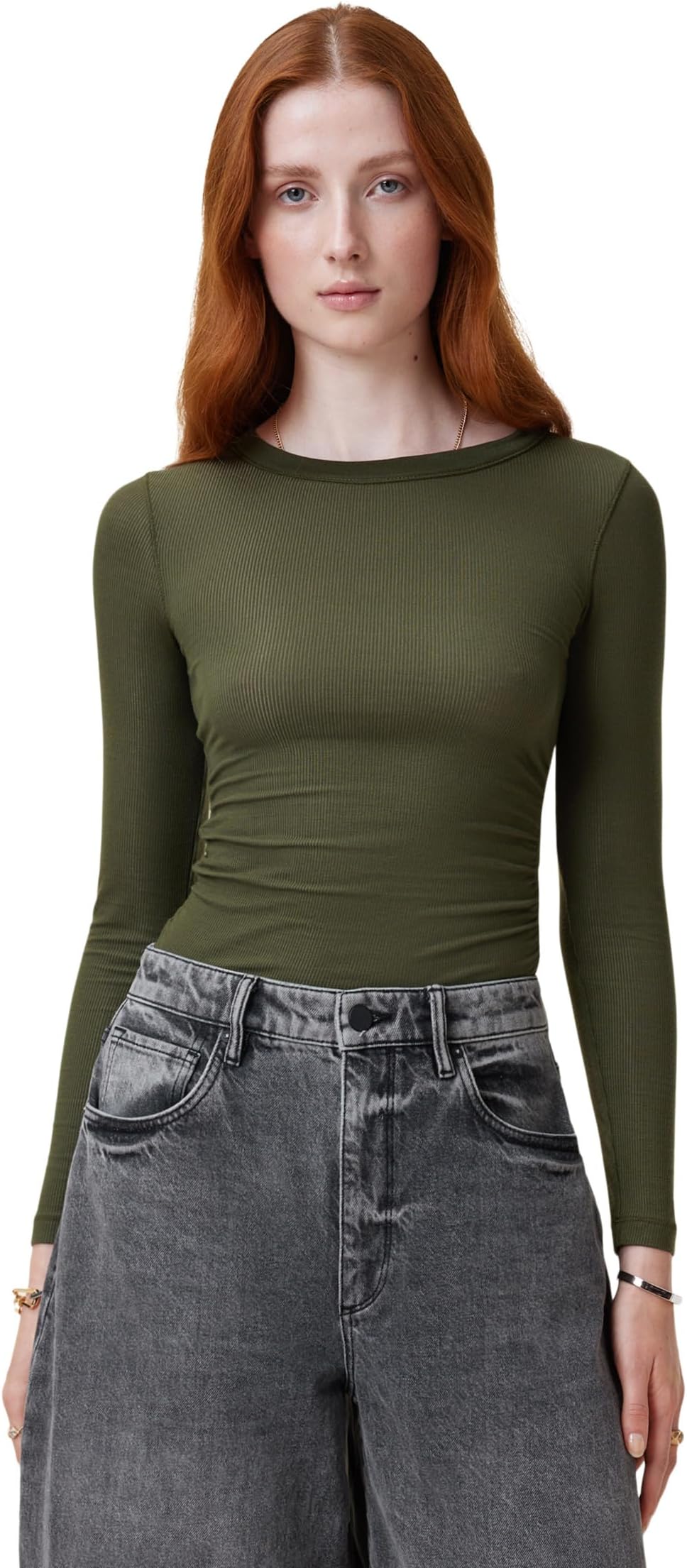 

Футболка AllSaints Bec Long Sleeve Tee, цвет Grape Leaf Green