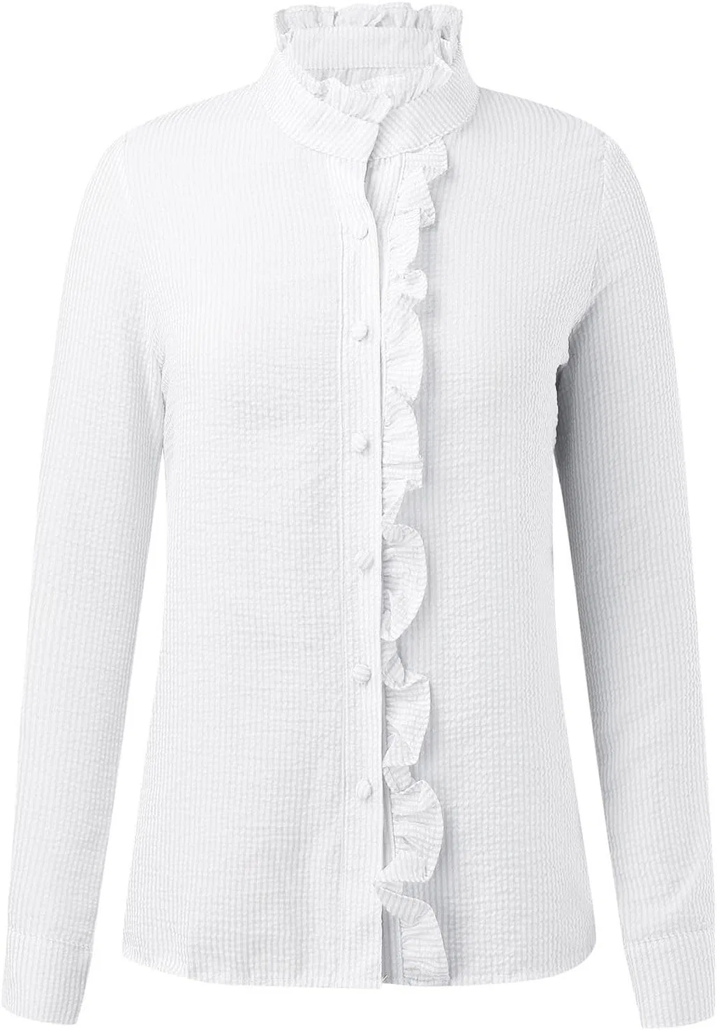 Блуза с воланами, струящаяся, из коллекции Bubble Weave, белый — фото 4