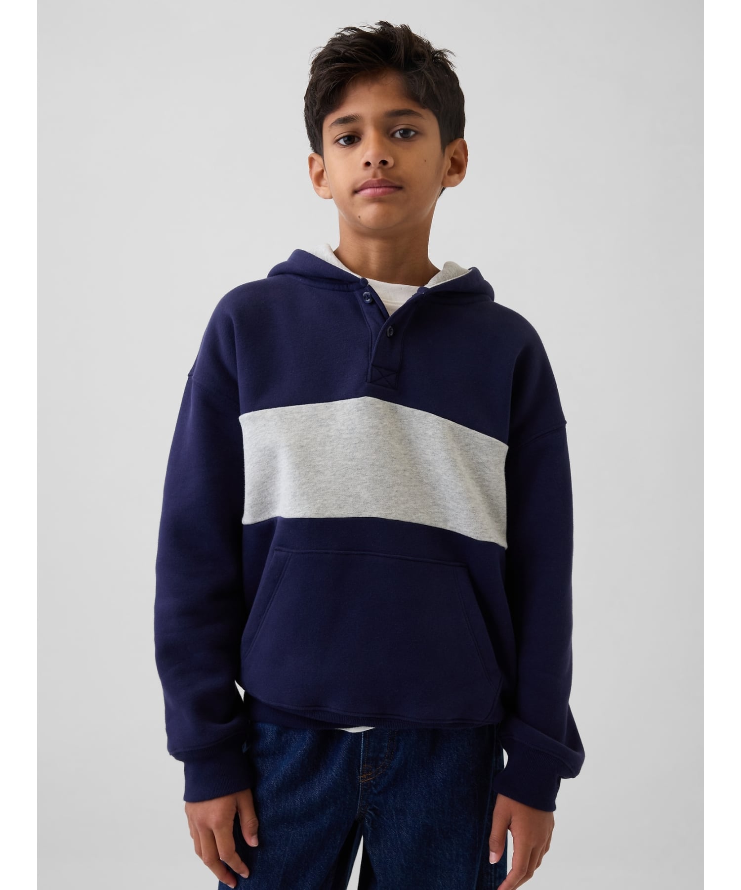(K) Винтажная мягкая парка-поло свободного кроя (детская) GAP, NAVY_UNIFORM