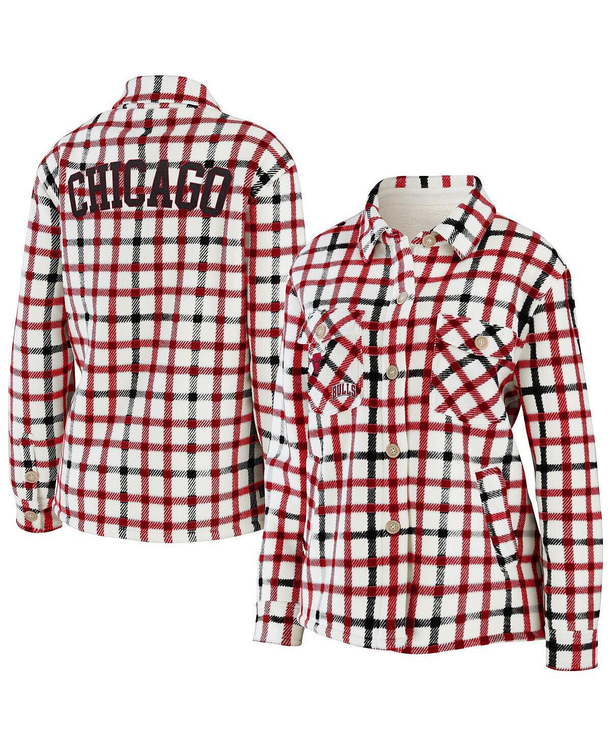 

Женская овсяная куртка-рубашка на пуговицах в клетку Chicago Bulls WEAR by Erin Andrews