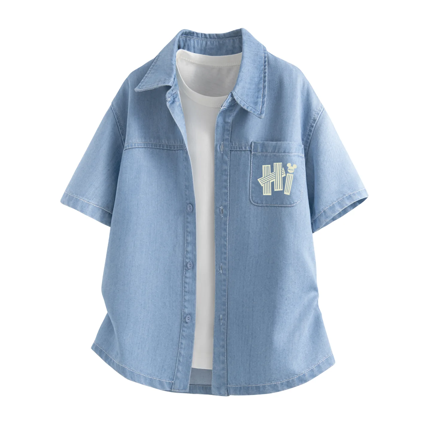 Детская джинсовая рубашка с круглым вырезом Disney, Di Halo K Denim Light Blue