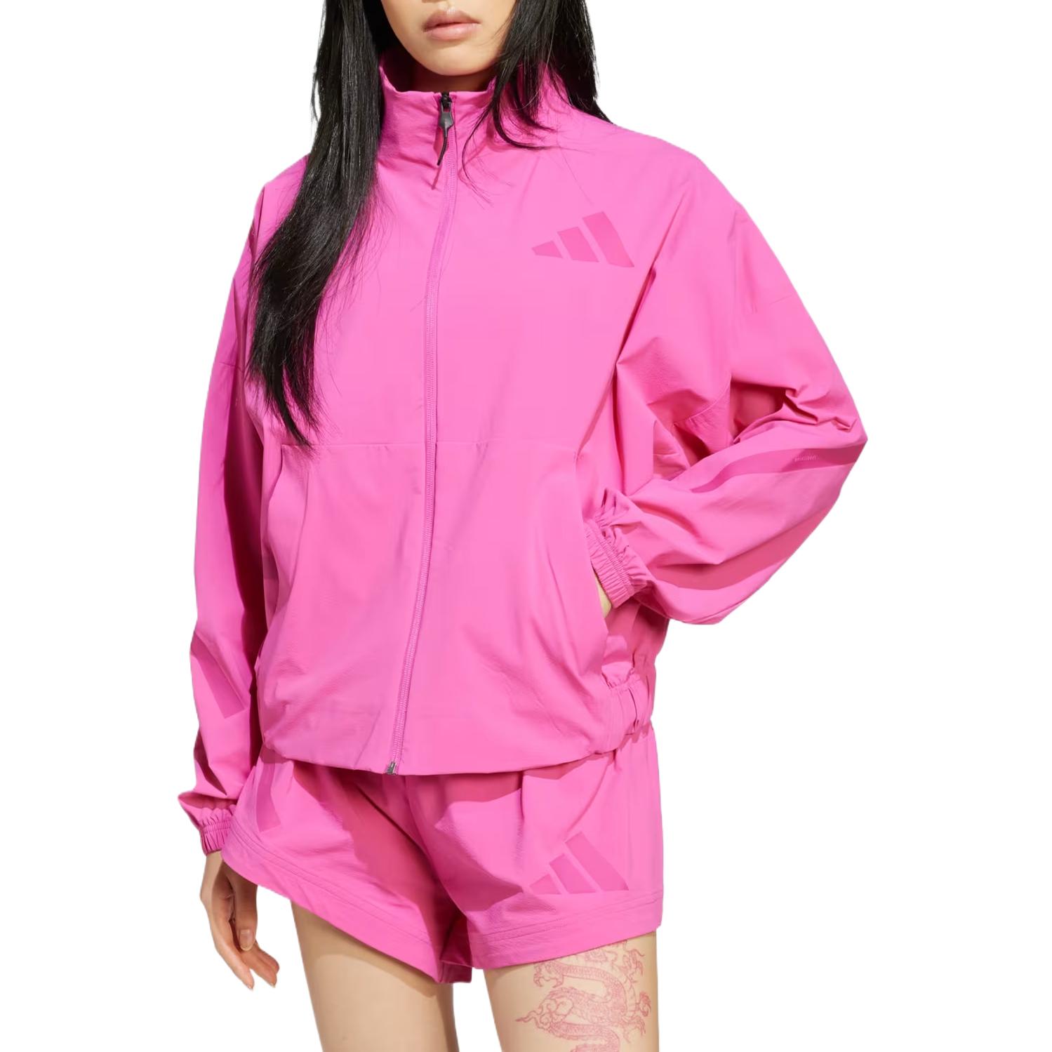 Adidas Застёгивающаяся на молнию куртка с высоким воротником, Semi-Transparent Fuchsia — фото 3