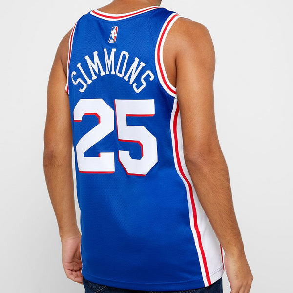 Спортивная футболка nba retro basketball jersey/vest sw fan edition philadelphia 76ers simmons 2 no. 5 blue Nike, синий — фото 4