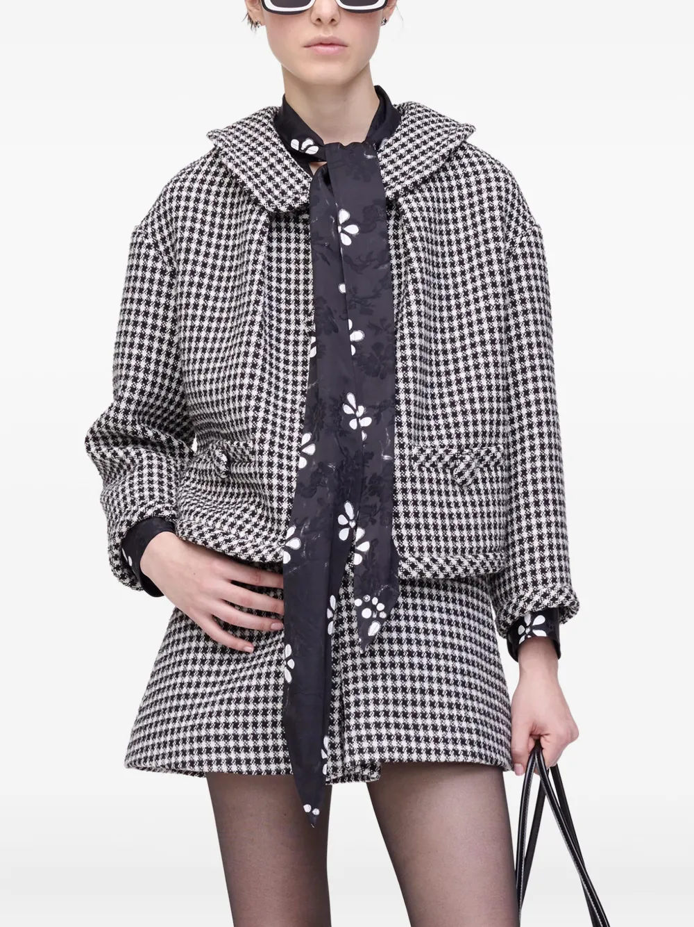 Пиджак из твида в клетку гингем MARC JACOBS, черный — фото 4