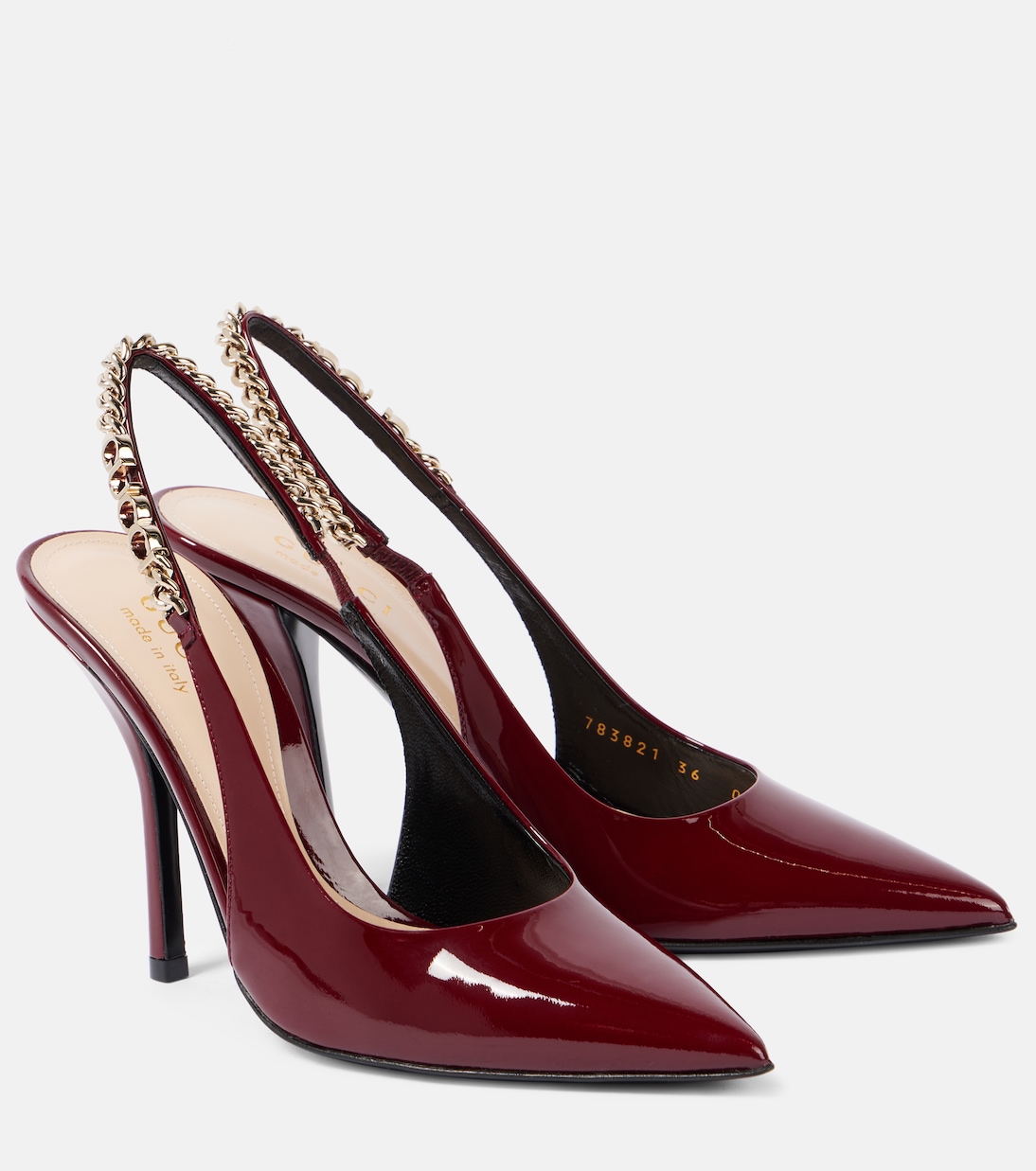 Туфли-лодочки Signoria на ремешке из лаковой кожи Gucci, R.Ancora/R.Ancora