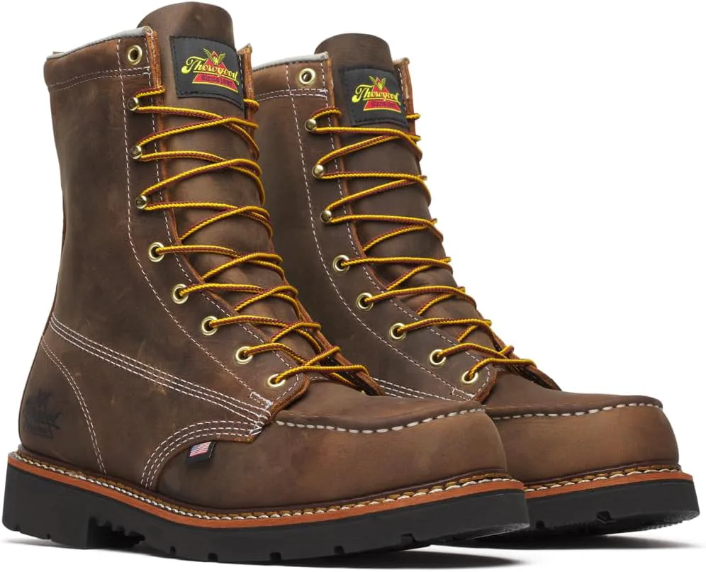 Ботинки Thorogood 8” Moc Toe для мужчин, промышленные и строительные ботинки, прочная кожа, противоскользящая подошва, удобная посадка, черный