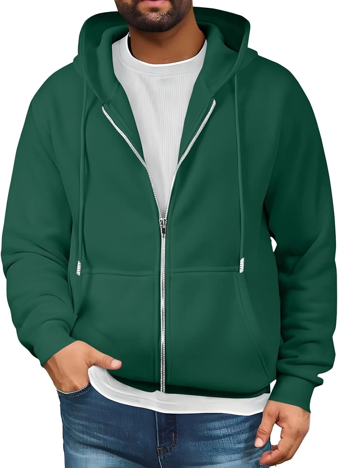

GOFULY Zip Up Hoodies For Men, утепленная толстовка с карманами