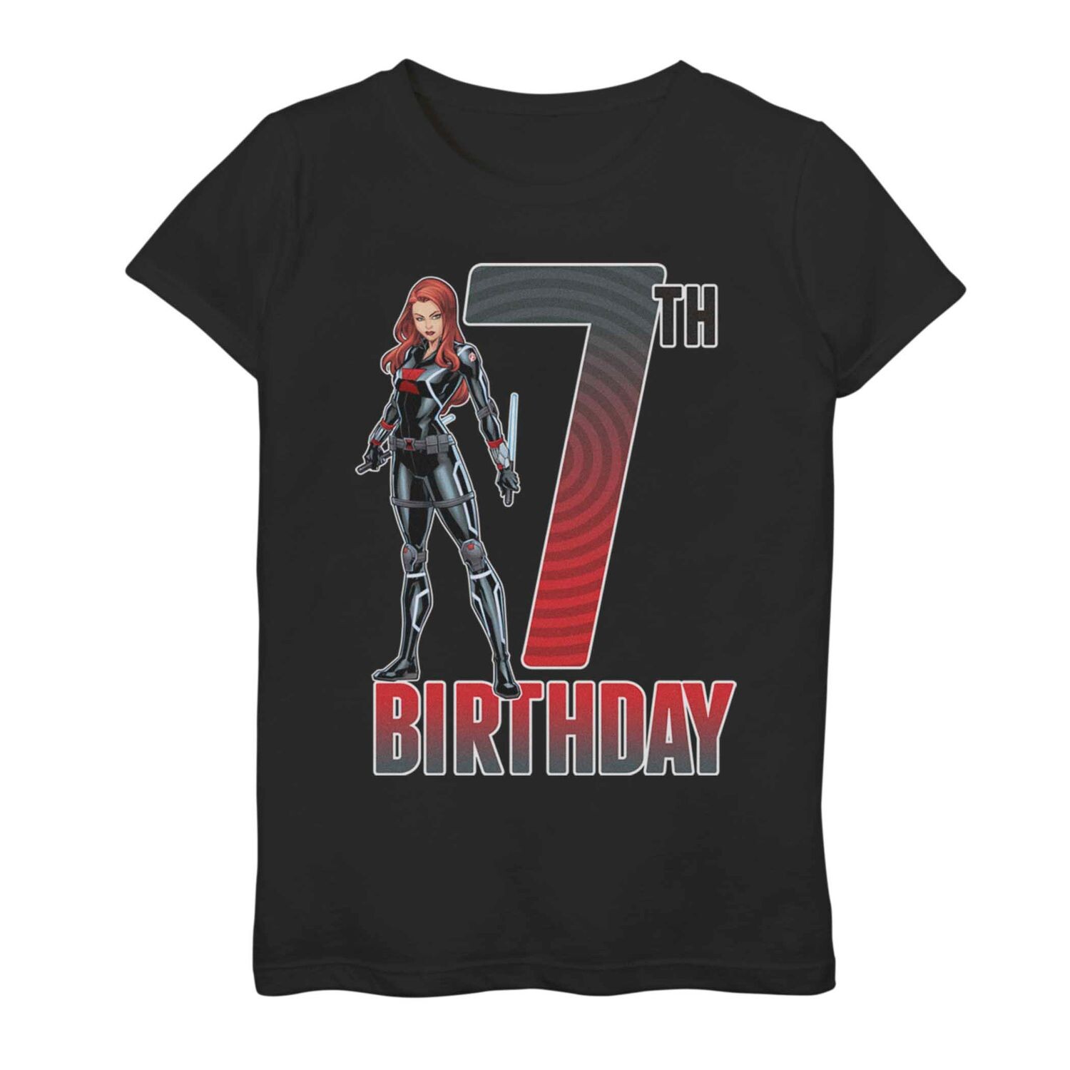 

Футболка Marvel Black Widow на 7-й день рождения для девочек 7–16 лет Licensed Character