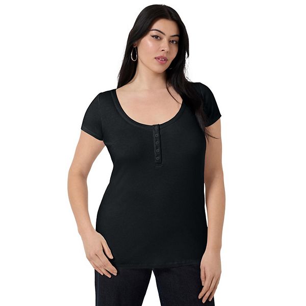 

Топ June + Vie с ребристой отделкой для женщин plus size June & Vie, Black