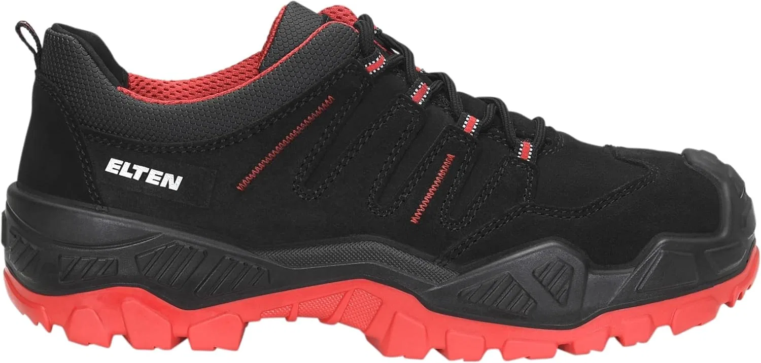 Защитные ботинки ELTEN Quentin Black-Red Low ESD S3S для мужчин и женщин, кожа/текстиль, стальной защитный носок, легкие, классический дизайн — фото 2