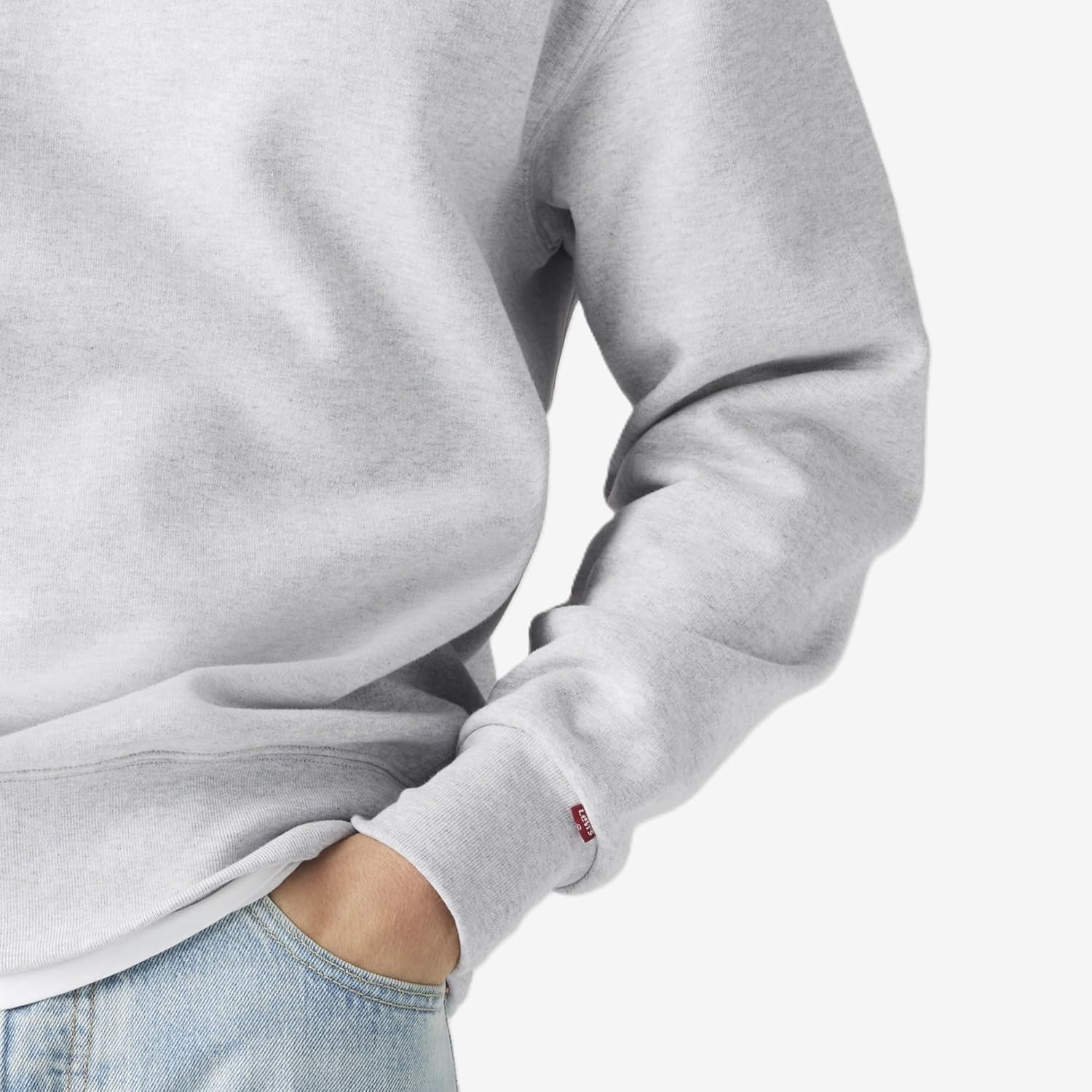 Мужская толстовка Levi's A9244, оригинальный принт, круглый вырез, длинный рукав, светло-серый — фото 4