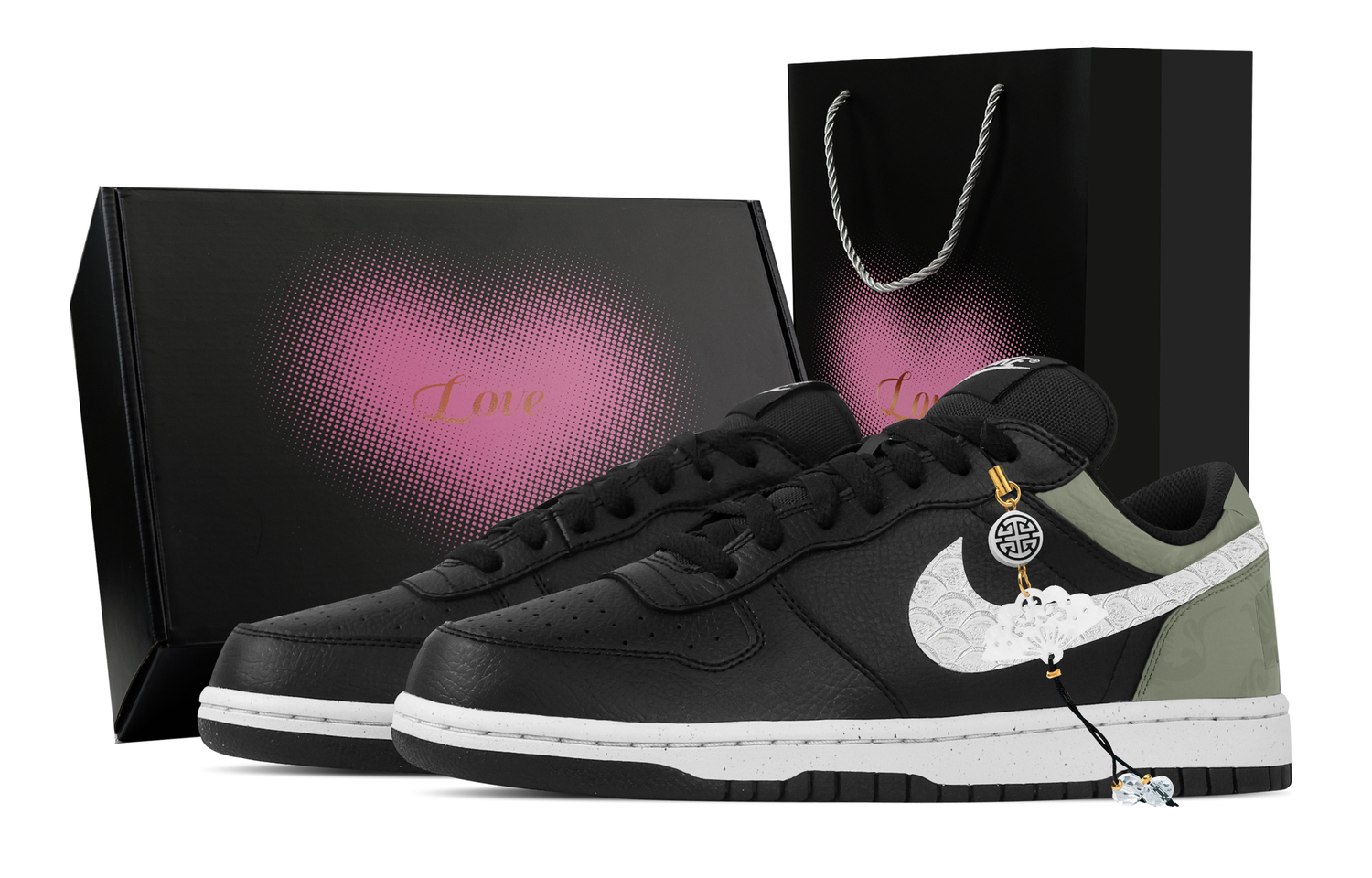 

Мужские низкие скейтбордические кроссовки Big Moss Entwined With Clouds устойчивые к истиранию дышащие черный green Nike, черный/зеленый