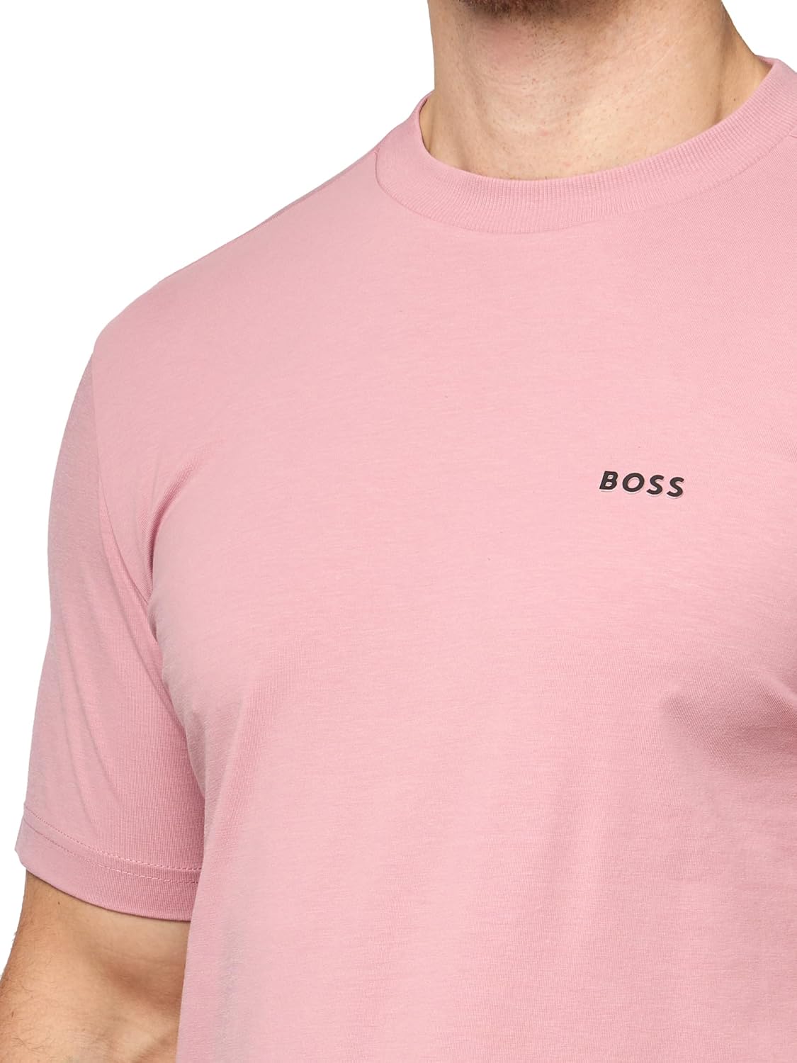 Футболка BOSS Men's Contrast Logo из хлопка и эластичного хлопка, Dusty Rose — фото 3
