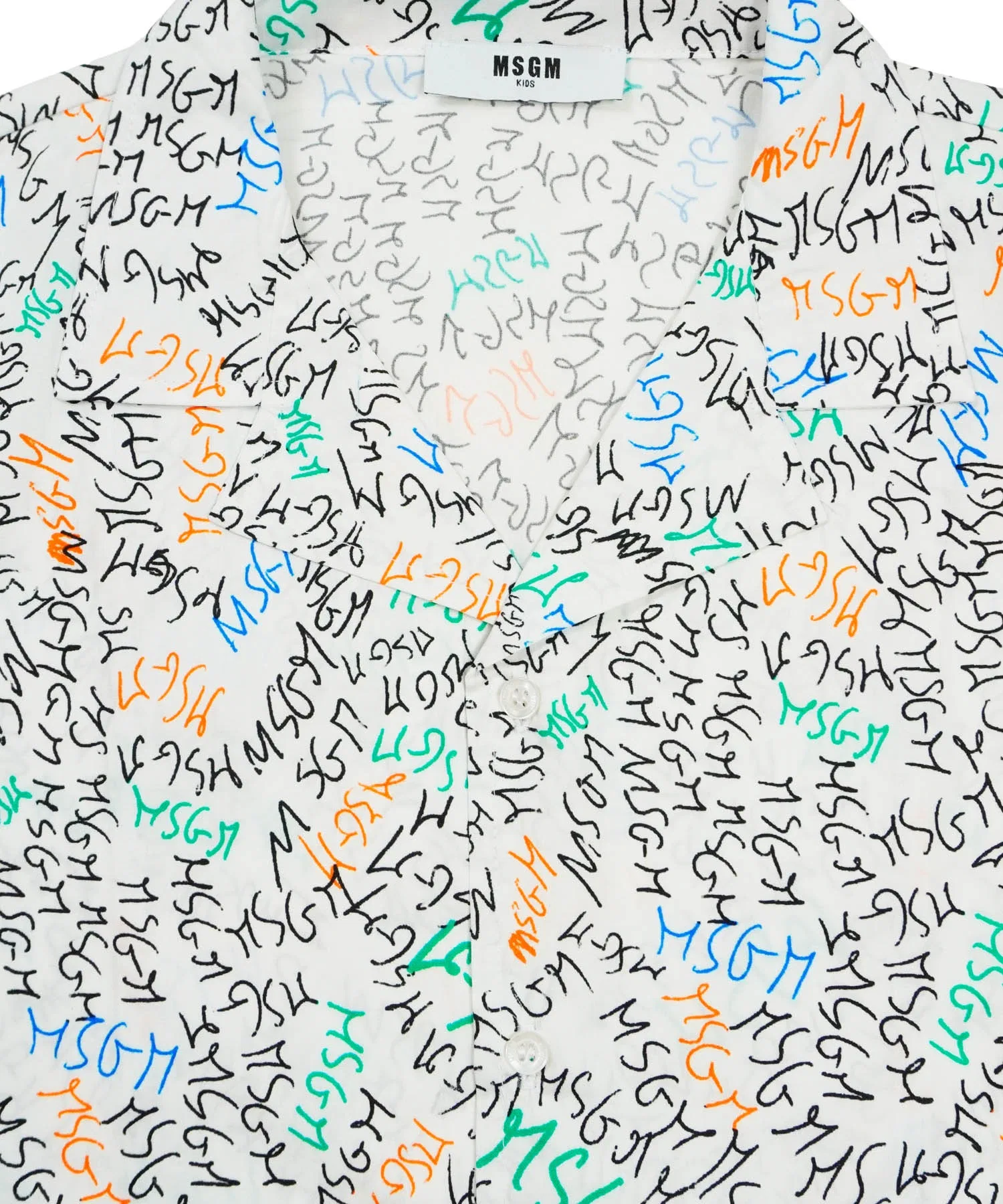 Детская хлопковая рубашка с граффити MSGM KIDS белая — фото 3
