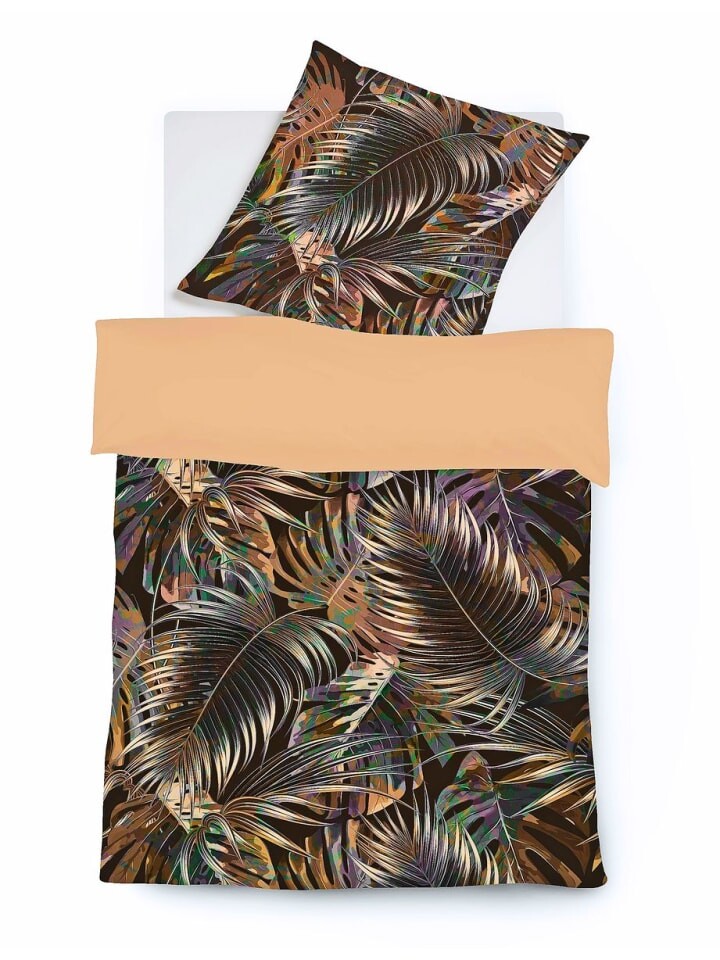 

Постельное белье JACK 2 tlg Mako Satin 135x200cm Blätter, коричневый
