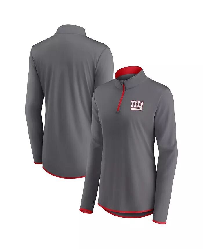 

Женский серый топ на молнии 1/4 с длинными рукавами New York Giants Corner Fanatics, серый