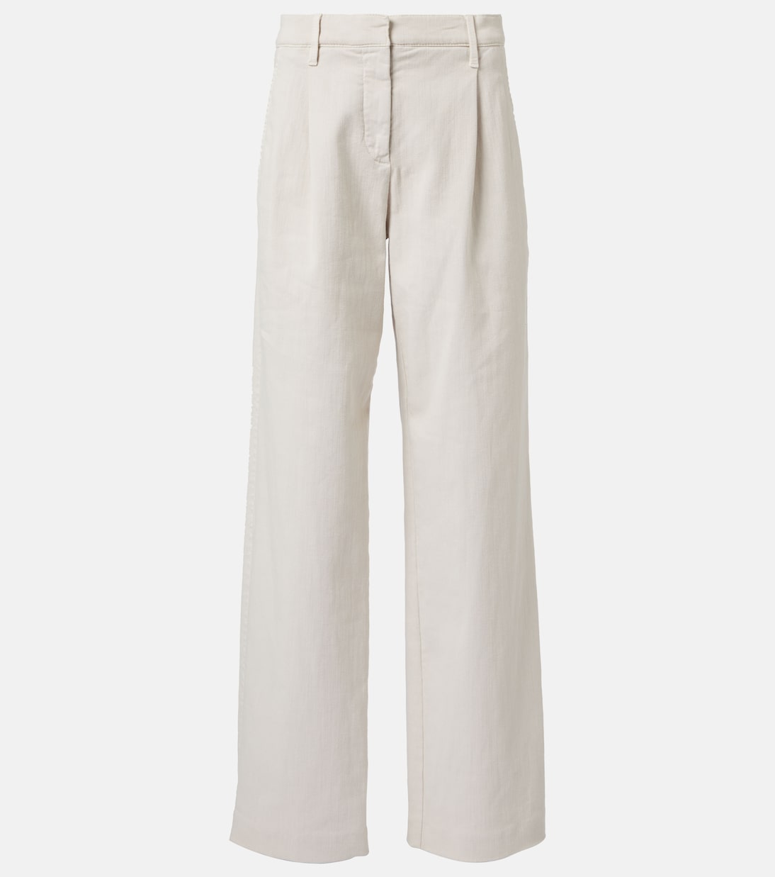 

Джинсы с высокой посадкой и широкими штанинами Brunello Cucinelli, Warm White